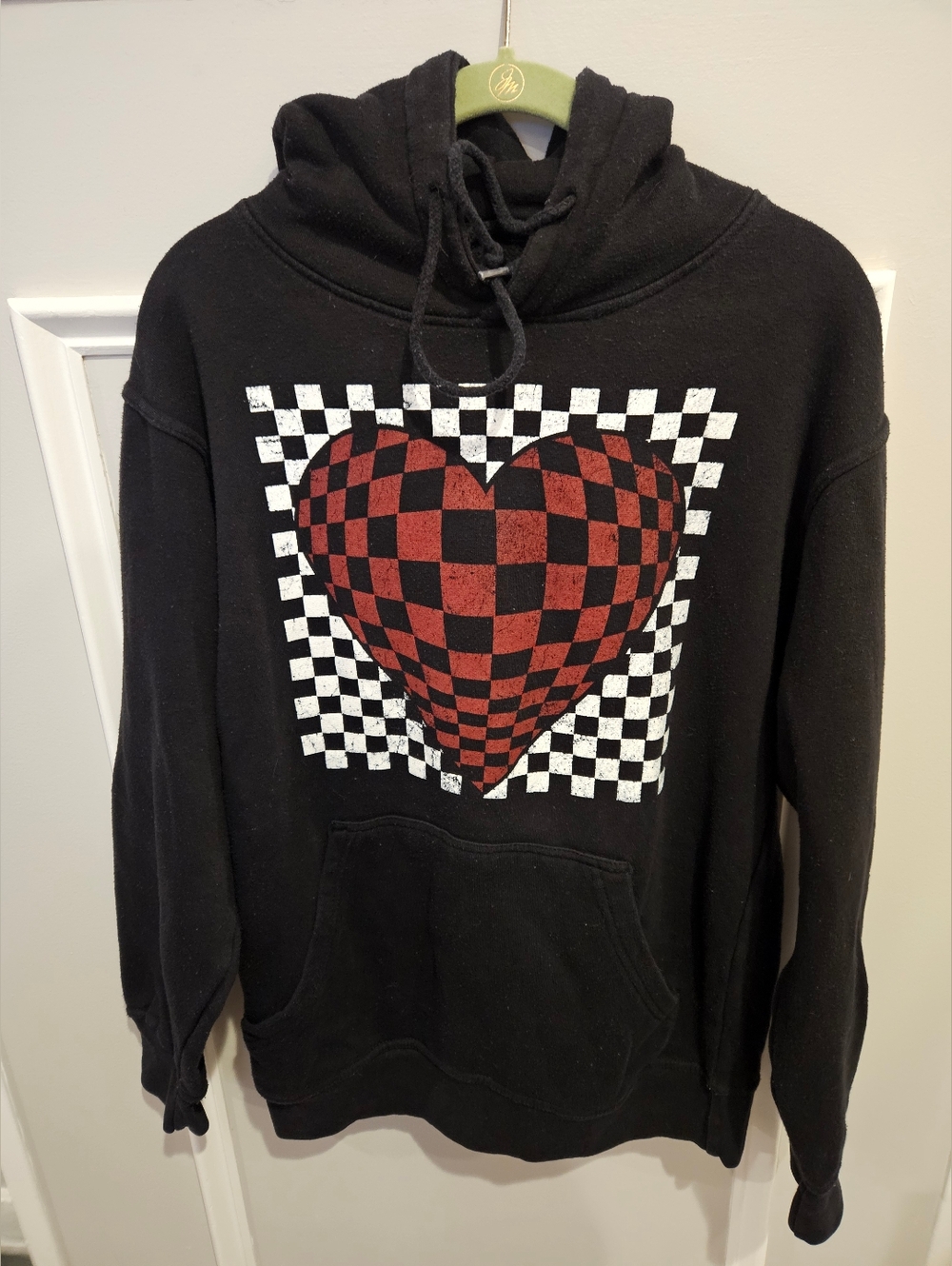 Black Sapnap hoodie. Unisex size small.  Great condition. Checkered Heart Design